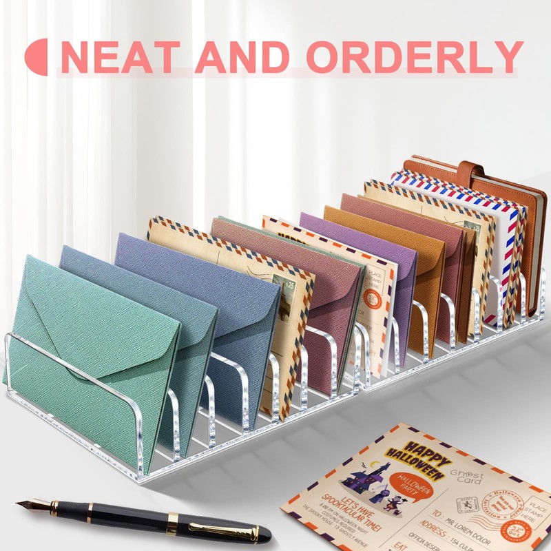 2 Packs Acrylic Mail Organizer 7 Slots Cash Tray for