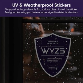 Wyze UV Waterproof Reflective Security Stickers, Security Camera Signs for Windows, Video Surveillance Sticker Outdoor Compatible for Wyze Home Security System, Pack of 2 (8.5” x 10” and 10” x 12”)