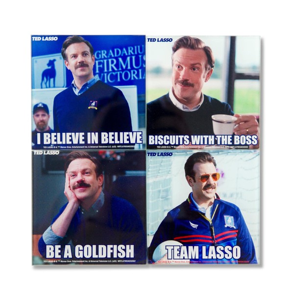 Ted Lasso Quotes Glass Drink Coasters, Set of 4 |