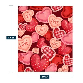 YeeJu Valentines Day Baby Throw Blanket Small Pink Plaid Love Heart Blanket Lap Pet Toddler Swaddle Wedding Gift Soft Cozy Lightweight Fuzzy Plush Fleece Blankets and Throws 30x40