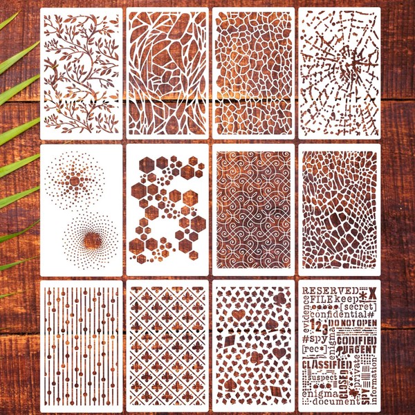 Texture Stencils for Crafts 8x5” Background Stencils Camouflage Stencil Mixed