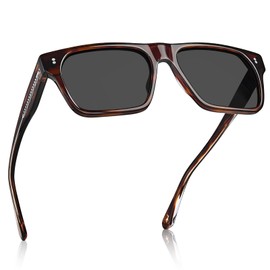 CARFIA Acetate Sunglasses for Men Polarized UV400 Protection Modern Flat Large Wrap Square Driving Glasses