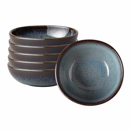 Villeroy & Boch like. by Lave Gris Bowls, Set of 6, 60 ml, Bowl for Dips and Desserts, 10.5 x 10 x 3.5 cm, Stoneware, Grey