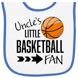 inktastic Uncle's Little Basketball Fan Baby Terry Cloth Bib White and Royal 31b1a