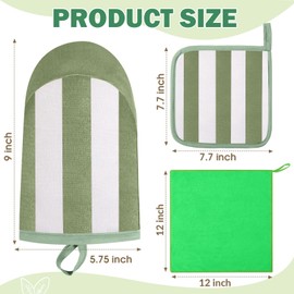 Reallnaive 6 Pcs Oven Mitts and Pot Holders Sets with Towels, Stripe Kitchen Oven Glove High Heat Resistant 500 F Mitt Set Cotton Terry Outdoor Indoor Garden Baking Cooking BBQ Gift
