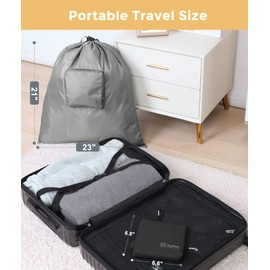 Travel Laundry bags, 2 Pack Dirty Laundry Travel Bag, Foldable Dirty Clothes Bag for Traveling, Washable and Small Laundry Bag with Handles for Suitcase, Gym, Camping, Black+Grey