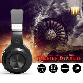 Bluedio H Turbine - Auriculares estéreo inalámbricos Bluetooth 5.0 con micrófono, auriculares con graves impactantes con bolsa de almacenamiento para entusiastas de la música, control de voz (negro)