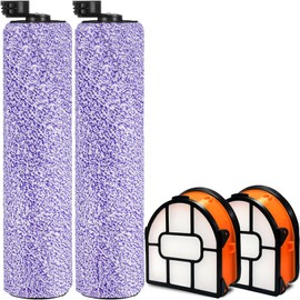 4-Pack WDB1F2 Replacement Brushroll & Filte Bundle for Shark WD101 WD201 WD100 WD200 AW201 WD200C WD201C WD101C AW261 wd160 HydroVac XL 3-in-1 vacuum cleaner, compare parts WDB1, WDB2, WDFF1, WDB1F2