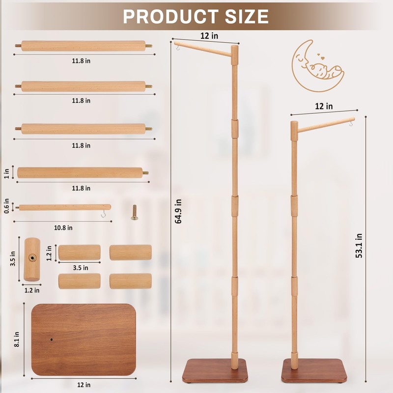 Floor-Standing Crib Mobile Arm - 65 Inch Mobile Arm for