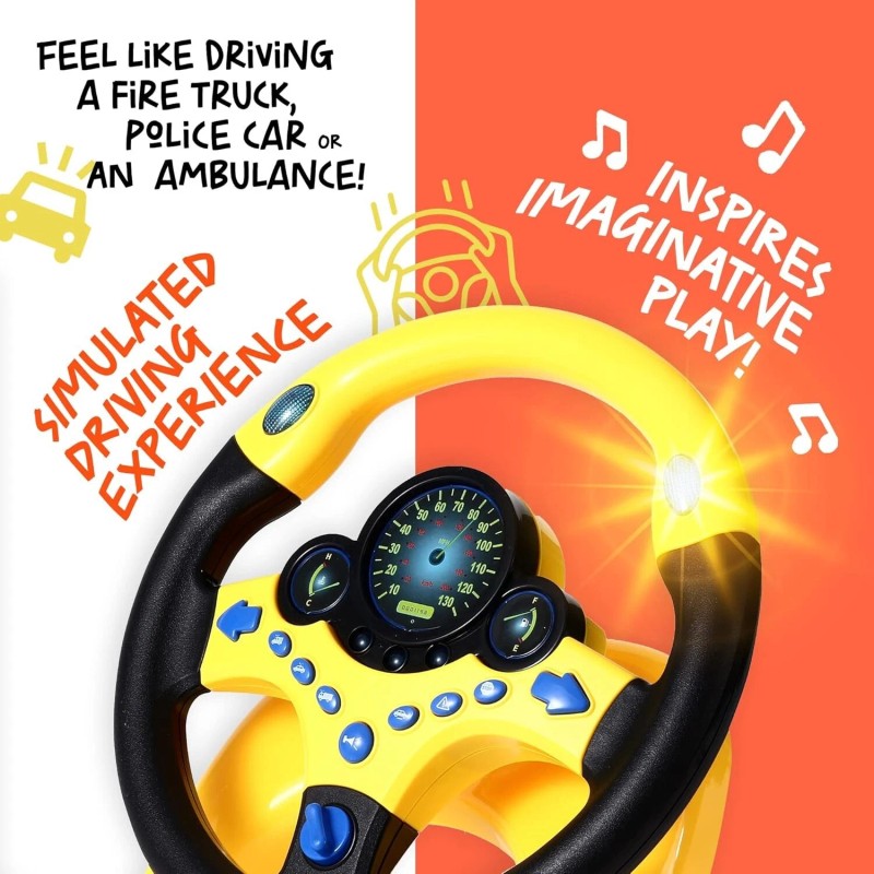 BETTERLINE Toy Wheel for Kids Driving Simulation with Lights and