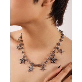 Hanary Grunge Star Pendant Choker Stainless Steel Necklace Punk Y2K Aesthetic Jewelry for Girls Women