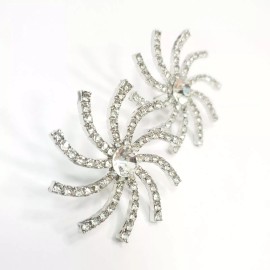 Fashion Jewelry E0371 Silver Tone Base Clear Rhinestones Sun Spiral Shape Stud Style Earrings