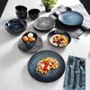 Gibson Elite Matisse 16 Piece Double Bowl Dinnerware Set, Cobalt