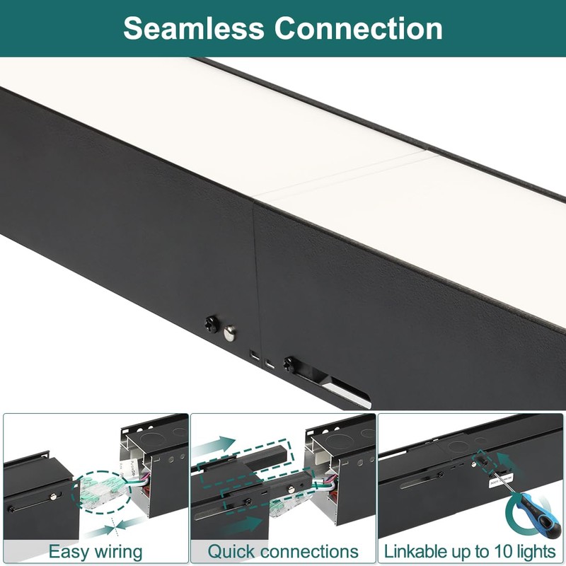 kadision 4FT Linkable LED Linear Light, 40W 5200lm 3000K/4000K/5000K Selectable,