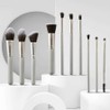Makeup brush set, New 10pcs wooden handle gray makeup brush