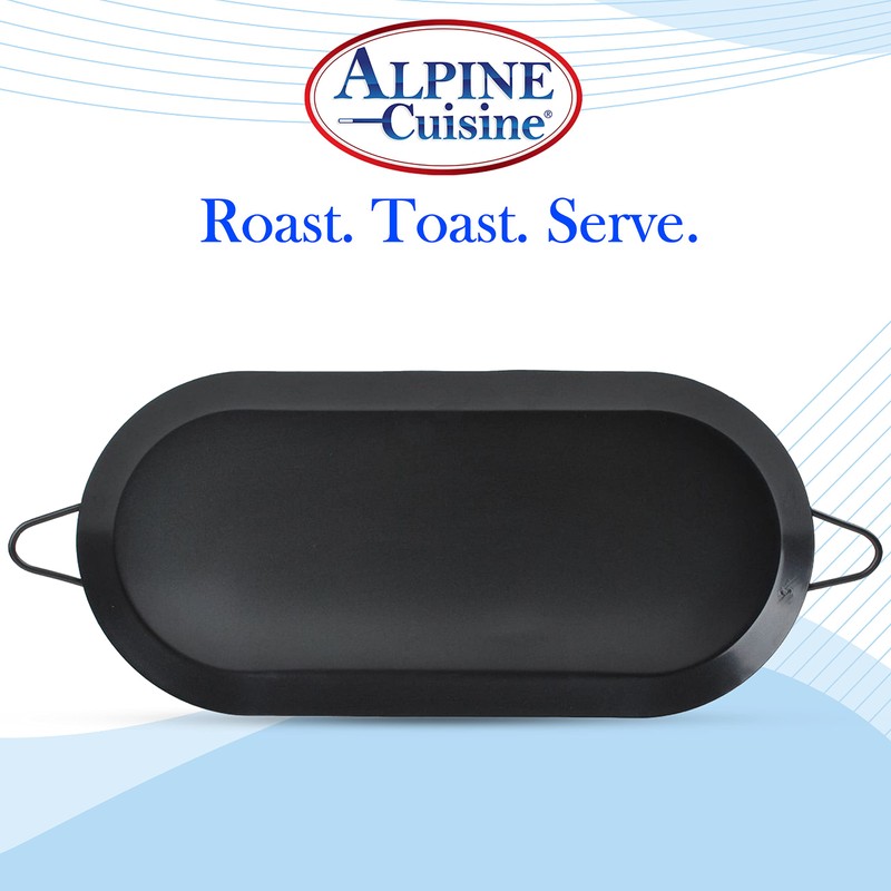 Alpine Cuisine Nonstick Oval Comal Griddle 17.5x8-Inch - Black Carbon