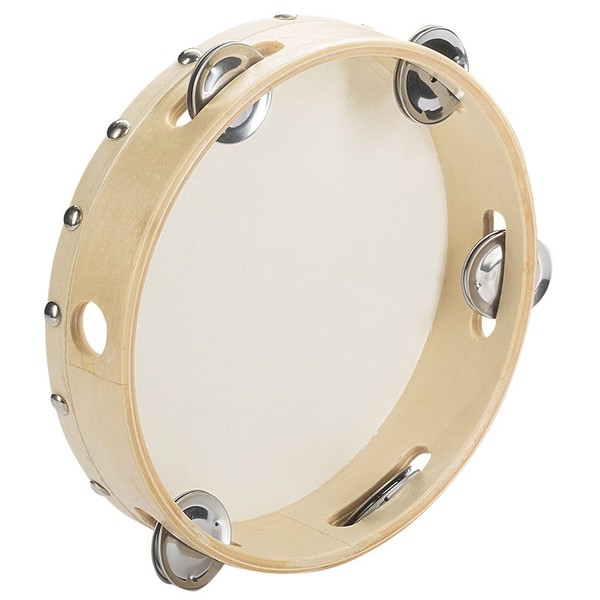 Tosnail 8" Hand Held Tambourine Drum Bell Birch Single Row
