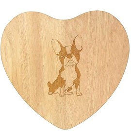 'Sitting French Bulldog' Wooden Heart Shaped Chopping/Cutting Board (WB00087776)