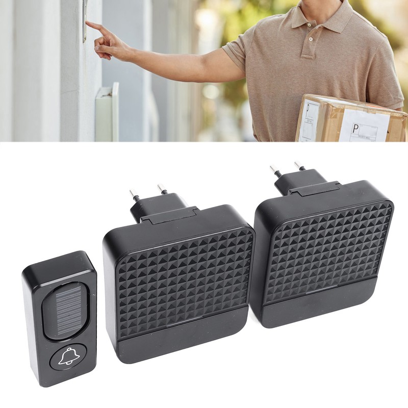 Self Powered Doorbell Black Battery Free Wireless Smart Elderly Pager