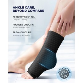 Ankle Ice Pack Wrap with Dual-Freezestorm Cooling Gel for Sprained, Ice Ankle Wrap with Cold Compression & 360°Coverage for Achilles Tendonitis, Swelling Relief and Surgery Fracture Recovery(XLarge)