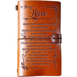 Hiipeenow Niece Gifts from Auntie, 140 Pages Leather Journal Present, Valentines Day Graduation Back to School Birthday Christmas Gifts for Niece from Aunt
