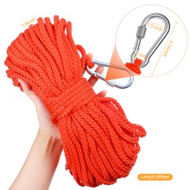 Shappy Floating Rope Life Ring Rope Lifesaving Dock Lines Boat Braided Polypropylene Outdoor Throwing Lines for Life Preserver Ring Anchor Heaving Line with Spring Hook(30 m/ 32.8 Yards,Orange)