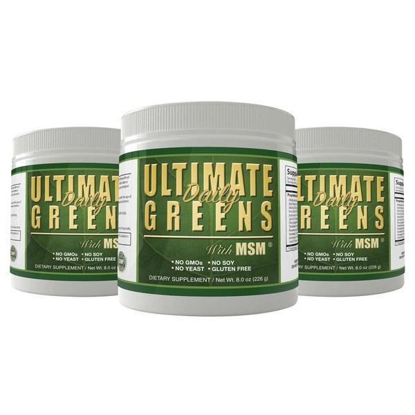 Ultimate Greens MSM Powder 8oz Super Food Plant Based Supplement Energy Drink 3
