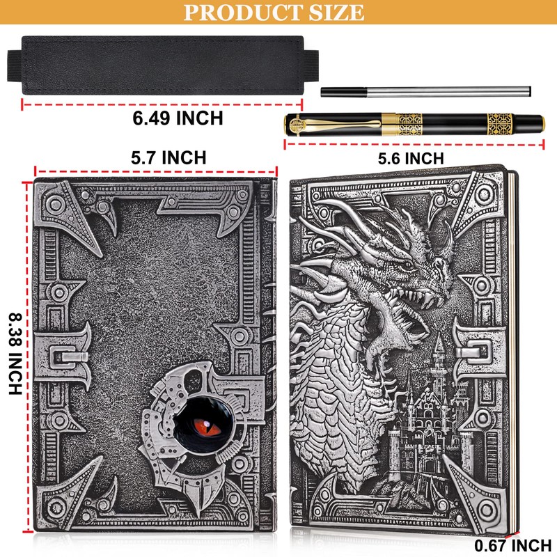 DND Dragon Notebook 3D Embossed Leather Diary A5 Antigue Travel