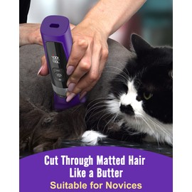 oneisall Cat Grooming Clippers for Matted Long Hair, 5-Speed Cat Grooming Kit Cordless Low Noise Pet Hair Clipper Trimmer Shaver for Dogs Cats Animals (Purple)