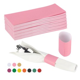 Germiwipe Paper Napkin Band Box of 500,Napkin Rings Self Adhesive,Silverware Wraps Bands Perfect for Birthday Parties, Weddings, Family Reunion & Events(Pink-500pcs)