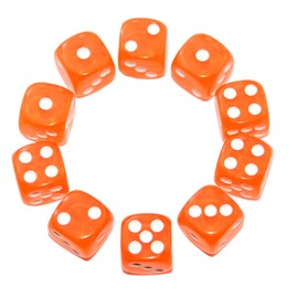 SmartDealsPro 10-Pack D6 Six Sided 16mm Transparent Dice Die for DND, MTG, RPG, Tenzi, Yahtze, Bunco, Table Borad Games, Math Teaching (Orange Translucent)