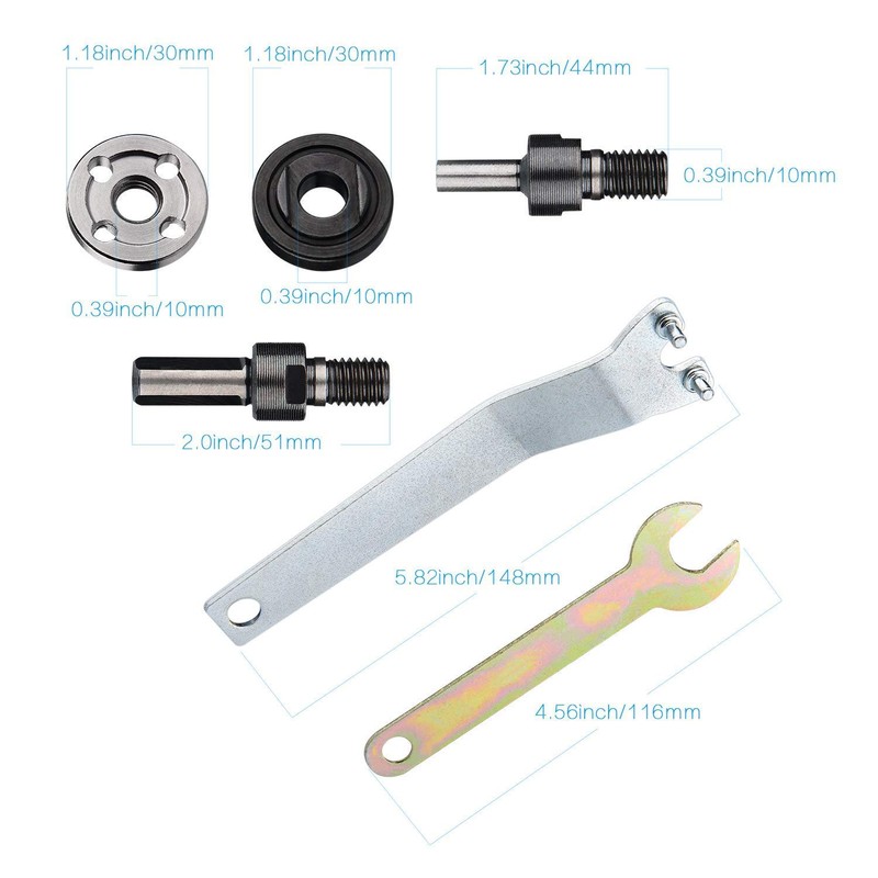 JIZZU 8Pcs Angle Grinder Extension Rod Converter Set with Spanner,