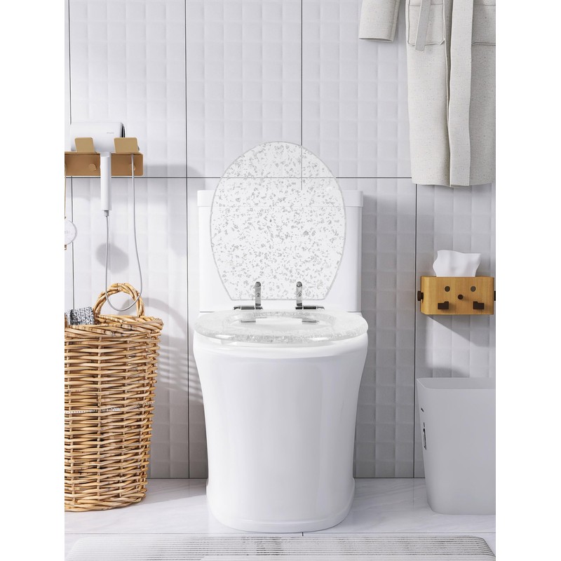 Resin Toilet Seat Round with Easy Clean Adjustable Hinges, Soft