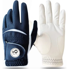 Golf Gloves Men's Golf Gloves Left Right Leather Glove Value 1 2 Pieces Not Pair Golf Glove Left Right with Ball Marker All-Weather Grip for Men Golfers (1 Piece Navy, L, Left)