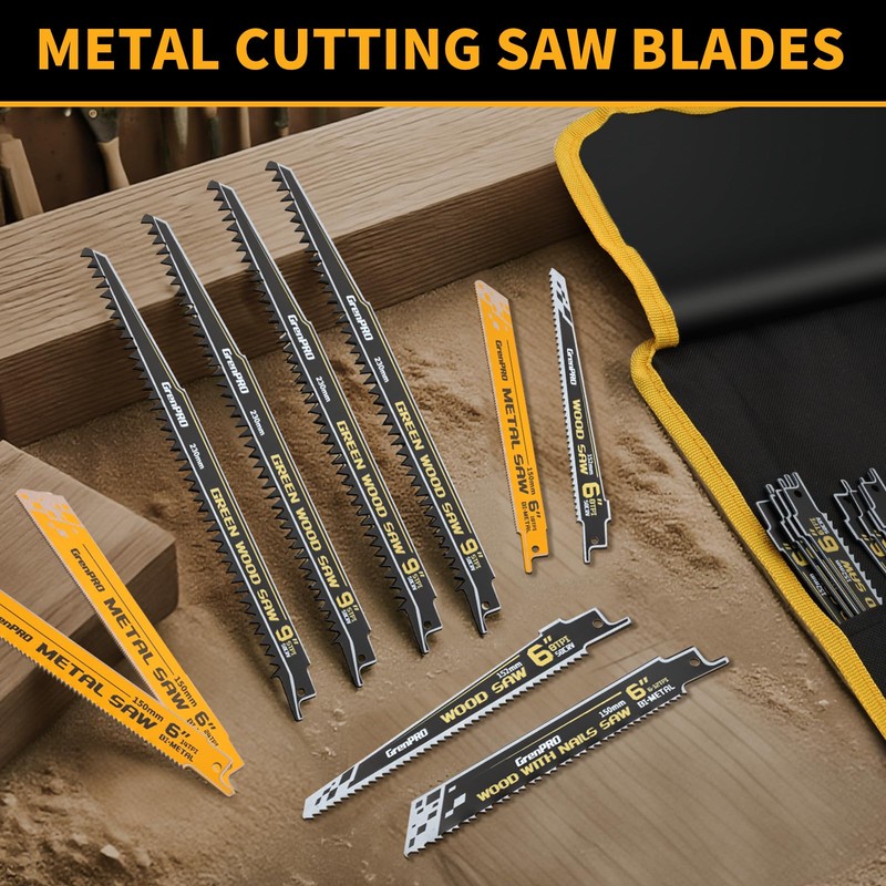 GRENPRO 34 Pcs Reciprocating Saw Blade Set with Organizer Pouch,