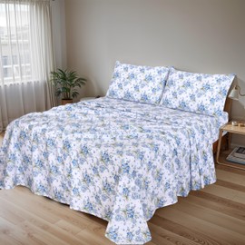 RUVANTI 100% Cotton Full Size Bed Sheets, 4 Pieces, Soft & Breathable Percale Weave Bedding, Deep Pocket 16", Hotel Standard, Crisp Cool Feel, Durable, Perfect Sheet Set Floral, Paislyona