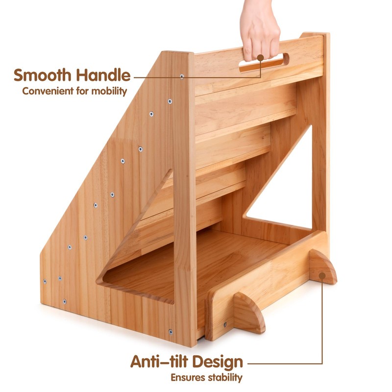 Old Canal Montessori Bookshelf for Toddlers with Handle & Anti-Tilting