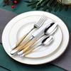 Hammered Silver Gold Silverware Set, OGORI 24-Piece 18/10 Stainless Steel
