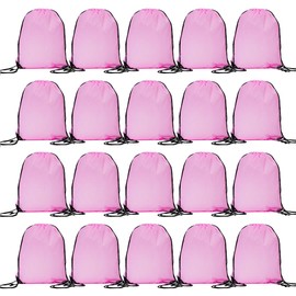 CODOBON Drawstring Backpack Bulk Draw String Bags Cinch Polyester Bag for Gym Sport, Pink, Classic