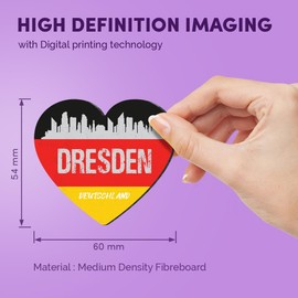 1x Heart MDF Magnet 6cm - Dresden Germany Flag Fun German Travel - Fridge Locker Office Whiteboard Toolbox #58956