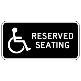 STOPSignsAndMore - Wheelchair Accessible Reserved Seating Sign - No Arrow - 12x6 (Black) - Non-Reflective | Rust Free Aluminum