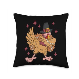 Pilgrim Costume Thanksgiving Shirt Turkey Meat Thanksgiving Day Dinner Turkey Pilgrim Dab Dance Throw Pillow, 16x16, Multicolor