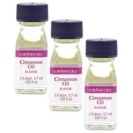 LorAnn Cinnamon Oil SS Flavor, 1 dram bottle (.0125 fl oz - 3.7ml) 3 Pack - includes a recipe