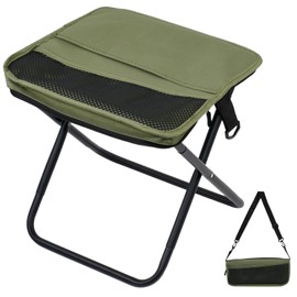 FAMJOALE Foldable Camping Stool, Portable Collapsible Chair with Carry Bag, Ultralight Outdoor Folding Stool for Hiking Fishing, Hold Up to 265 Lbs, Green