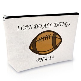 Football Gift for Football Lover Makeup Bag Inspirational Birthday Present for Player Cosmetic Bag Team Gift for Player Fans Graduation Appreciation Present for Coach Instructor Christmas Travel Pouch