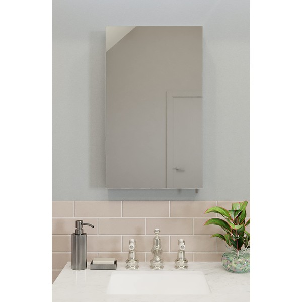 Croydex Dawley Single Door, Surface Mount Flexi-Fix Easy Hanging System Medicine Cabinet, 16 in (W) x 26 in (H), White Steel