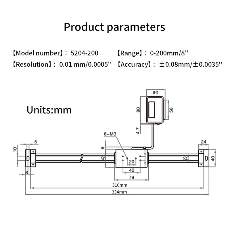 0-200mm/8''Digital Readout Linear Scale, Accurate Digital Remote LCD,for Milling Machine