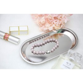 Schmuckwilli Pearl bracelet for women and girls - with purple round beads - elegant bracelet with shell pearls MK beads for any occasion - the pearl bangle - pearl bracelet for women, 20 centimetres