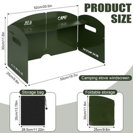 Camping Stove Windscreen 4 Plates Steel Camp Stove Windscreen Folding Outdoor Picnic Cooker Stove Wind Screen Windshield with Drawstring Bag for Camping, Hiking, Picnic, Backpacking, Cooking