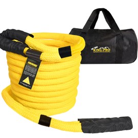 KING-PRO Kinetic Recovery Rope 5/8“x20' Towing Rope 15,000lbs Breaking Strength Snatch Rope 100% Nylon Made Heavy Duty Offroad 30% Stretches for Full-Size Truck Large SUVs Offroad Vehicels